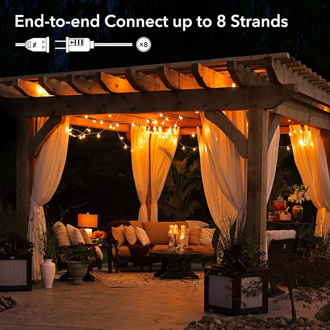 Outdoor String Lights - 50 Ft Waterproof Connectable Commercial LED Patio Lights with 25 G40 Globe Bulbs, All Weatherproof Hanging Globe Lights for Outside Backyard Porch Party Decoration-VerdiqueGarden