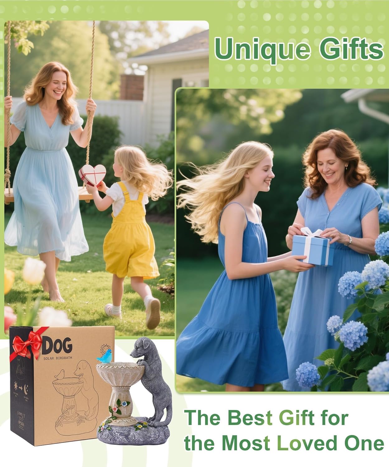 Dachshund Dog Statues for Bird Bath: Outdoor Sculptures for Garden Lawn Patio Yard Balcony Porch - Unique Gifts for Mother Grandma Women-VerdiqueGarden