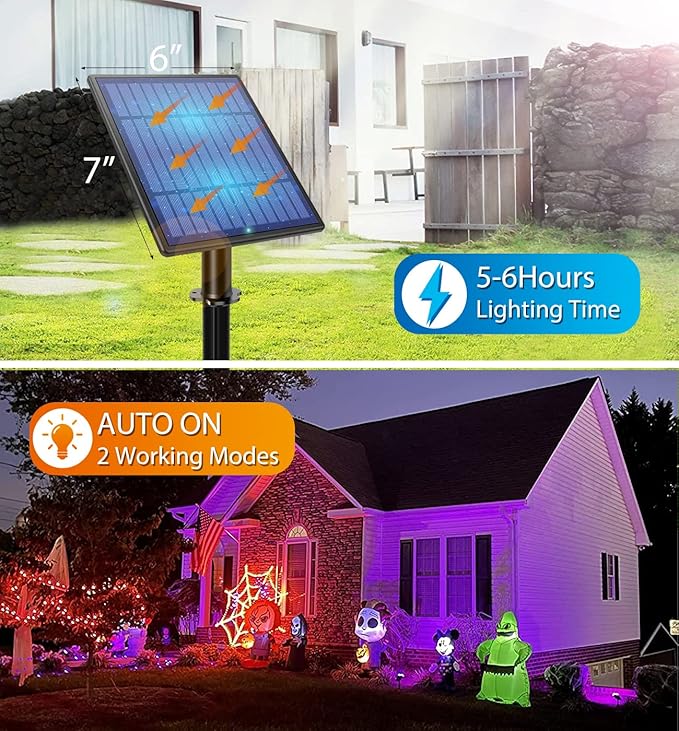 APONUO Christmas Solar Spot Lights Outdoor Color Changing,2 Colors Modes Metal Solar Landscape Lighting RGB Spotlights Waterproof 6-in-1 Wall Lamp for Patio, Pathway, Yard, Garden, Holiday Decoration-VerdiqueGarden