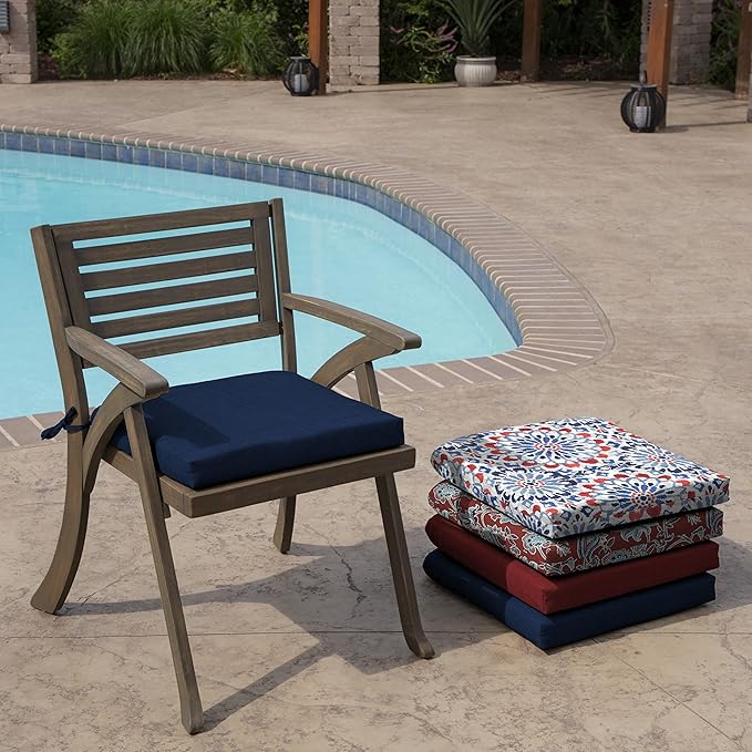 Arden Indoor/Outdoor Seat or Rocking Chair Cushion, 19 x 18, Water Repellent, Rain Proof, Fade Resistant Cushion for Rocking or Dining Chairs Sapphire Blue Leala-VerdiqueGarden