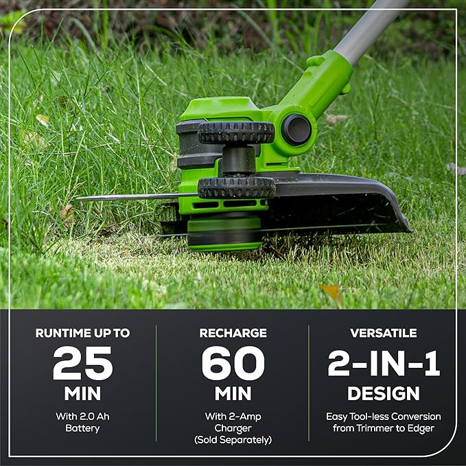 Greenworks 40V 13-Inch Cordless String Trimmer/Edger and Leaf Blower Combo Kit + 3 Bonus Spools, 2.0Ah Battery and Charger Included-VerdiqueGarden