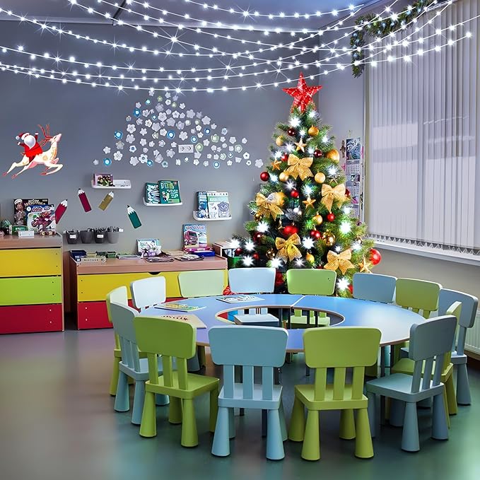 KNONEW 99ft 300 LED Christmas Lights Outdoor String Lights 8 Modes & Memory Fairy Light Plug in Waterproof LED String Lights for Xmas Yard Tree Wedding (Cool White)-VerdiqueGarden