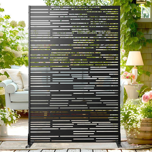 72" H×47" W Metal Privacy Screen Outdoor Privacy Screen Freestanding, for Patio Lawn Deck,Privacy Panels Decorative Privacy Fence(Consists of 3 Panels)-VerdiqueGarden
