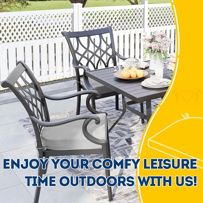 AAAAAcessories Outdoor Seat Cushions for Chairs, Waterproof, Fade-Resistant Patio Furniture Replacement Cushions, 17" x 16" x 2", Set of 2, Gray-VerdiqueGarden