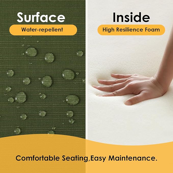 Outdoor Round Corner Seat Cushion, 17"x16"x2", Set of 4, Non Slip Seat Cushion Pads with Removable Cover for Patio Furniture, Garden Yard Lawn, Deep Forest Green-VerdiqueGarden