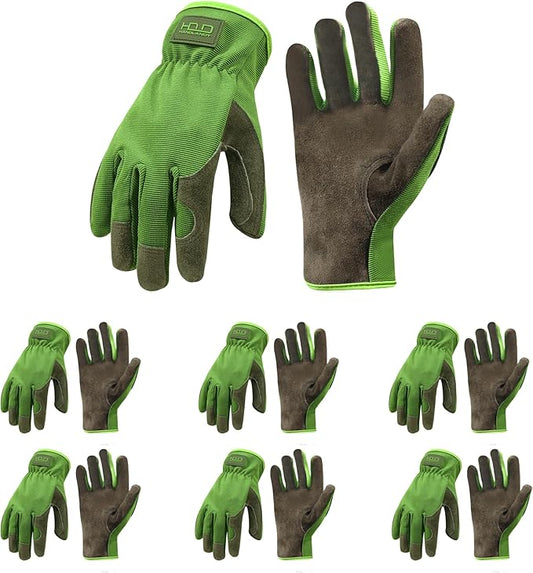 HANDLANDY Leather Work Gloves for Men & Women, Reinforced Durable Garden Gloves, Cowhide Working Glove for Gardening-VerdiqueGarden