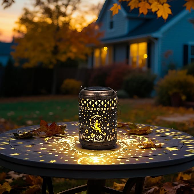 Solar Lanterns Outdoor Hanging Waterproof,Fairy Garden Decor Gifts for Women Mom, Solar Lights Metal Fall Decoration Outside for Yard, Patio,Garden,Backyard,Porch-VerdiqueGarden