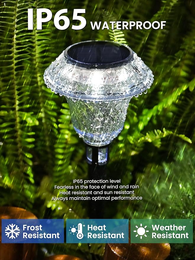 SOLPEX Solar Pathway Lights Garden Decor for Yard, Garden Lights Solar Powered Waterproof Landscape Lighting, Solar Outdoor Lights Porch Decor for Path Walkway Driveway (6 Pack Cold White)-VerdiqueGarden
