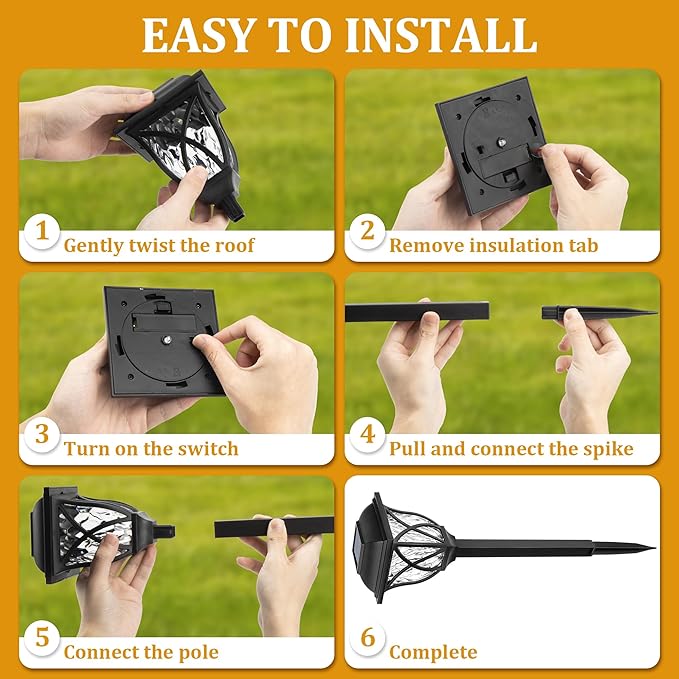 GIGALUMI Solar Lights Outdoor Waterproof, 6 Pack LED Solar Garden Lights, Solar Lights for Outside, Garden Decor for Yard, Patio, Landscape, Planter, Walkway (Warm White)-VerdiqueGarden