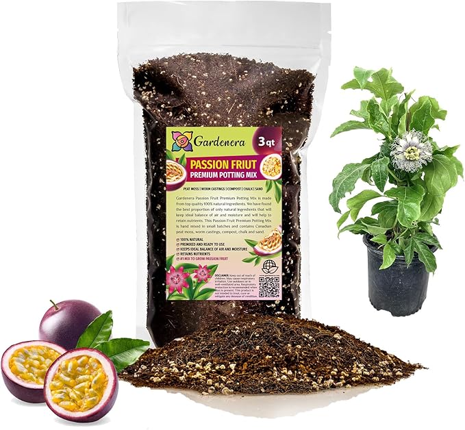 Premium Passion Fruit Potting Soil Mix - Perfect Balance of Nutrients, Drainage, and Aeration for Thriving Passion Fruit Vines - 3 Quart-VerdiqueGarden