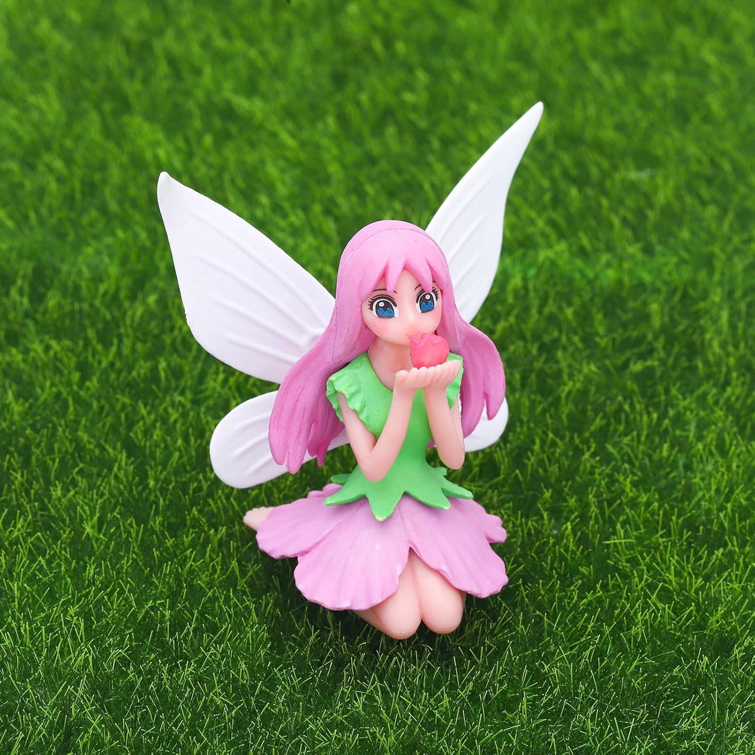 ONEST 4 Pieces Miniature Fairy Garden Accessories Small Fairy Figurines Hand Painted Fairies Figures Girl Fly Wing Figurines for Car Decor Fairies Garden Flower Pot Birthday Cake Topper-VerdiqueGarden