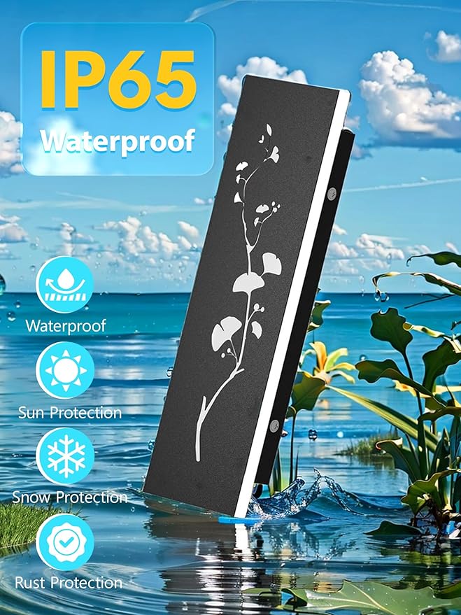 Modern Outdoor Wall Lights 23.6inch LED Long Wall Sconce 3000K Ginkgo Hollow Design Wall Mount Porch Lights 20W Exterior Lighting Fixtures for Patio Balcony Terrace Garden-VerdiqueGarden