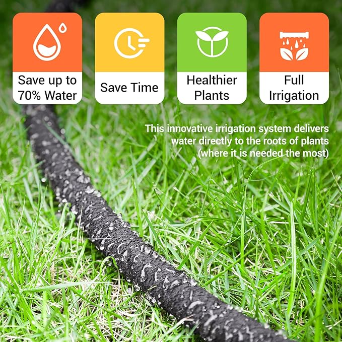 MAMIZO Soaker Hose Kit 100 ft 1/2", Solid Brass Connectors Rubber Longer Lasting, Heavy Duty Drip Hose to Save 70% Water, Soaker Hose for Garden, Lawn and Yard-VerdiqueGarden