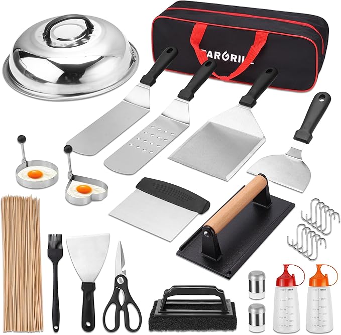 128 PCS Griddle Accessories Kit - Premium Flat Top Grill Accessories Set for Blackstone & Camp Chef, Stainless Steel BBQ Tool Utensils Gift Grilling Set for Lover Outdoor Men Women dad-VerdiqueGarden