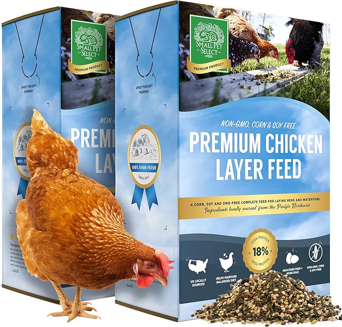 Small Pet Select Chicken Layer Feed Pellets, Food for Chickens and Laying Hens, Poultry and Waterfowl, High Protein and Omega 3, Corn and Soy Free, Non-GMO, 20 lb (2-Pack), 40 lbs Total-VerdiqueGarden