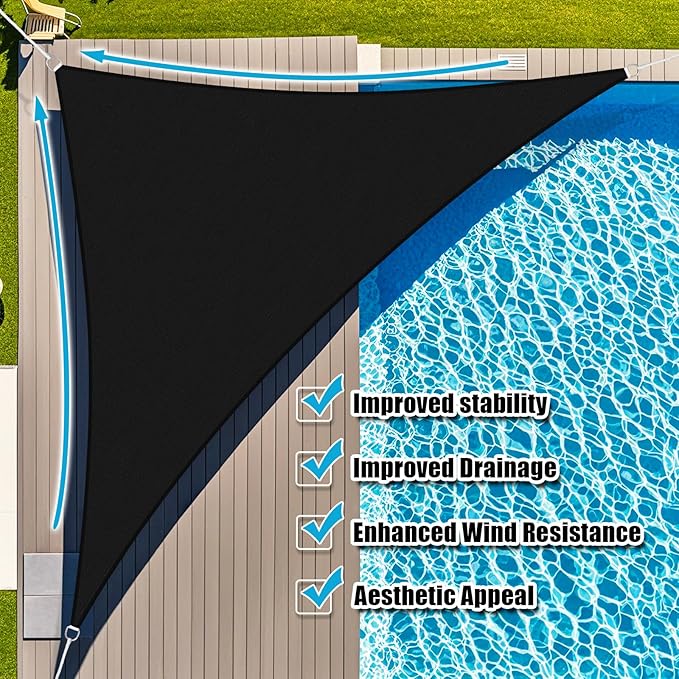 Amagenix Sun Shade Sail 18'X18'X18' Curved Edge Outdoor Shade Canopy Black Breathable 95% UV Block Shade Cloth for Patio Garden Backyard (We Make Custom Size)-VerdiqueGarden
