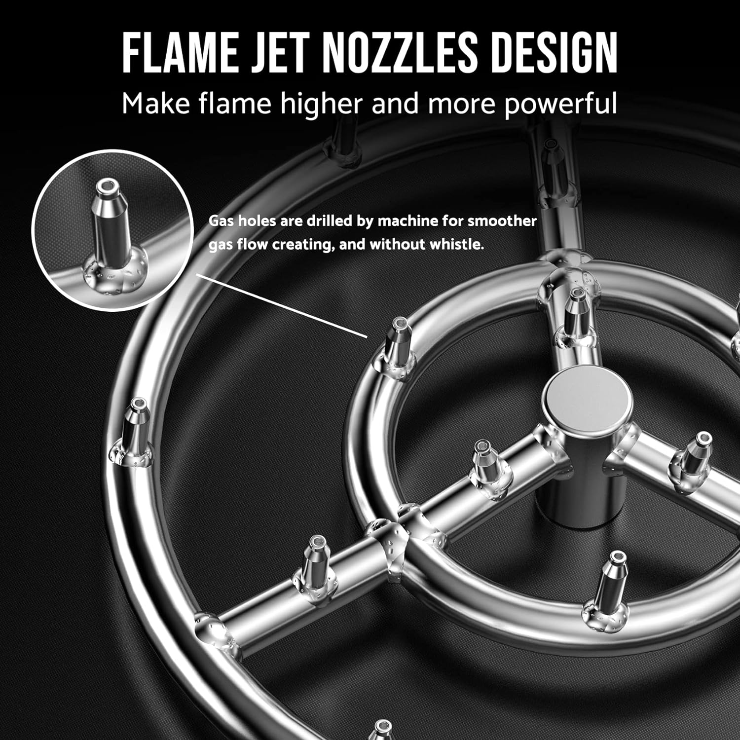 Skyflame 12-Inch Round Stainless Steel Fire Pit Jet Burner Ring - High Flame-VerdiqueGarden