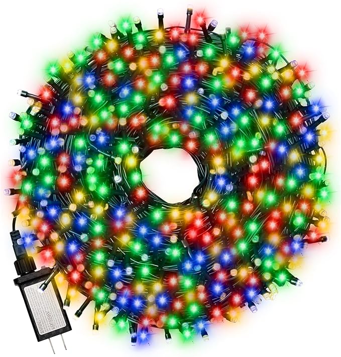 Christmas Tree Light 200 LEDs 73ft Green Cable Wire Fairy String Twinkle Lights Plug in 12 Modes for Xmas Party, Indoor,Outdoor, Garden, Wedding, Home Decoration (Multi Color)-VerdiqueGarden