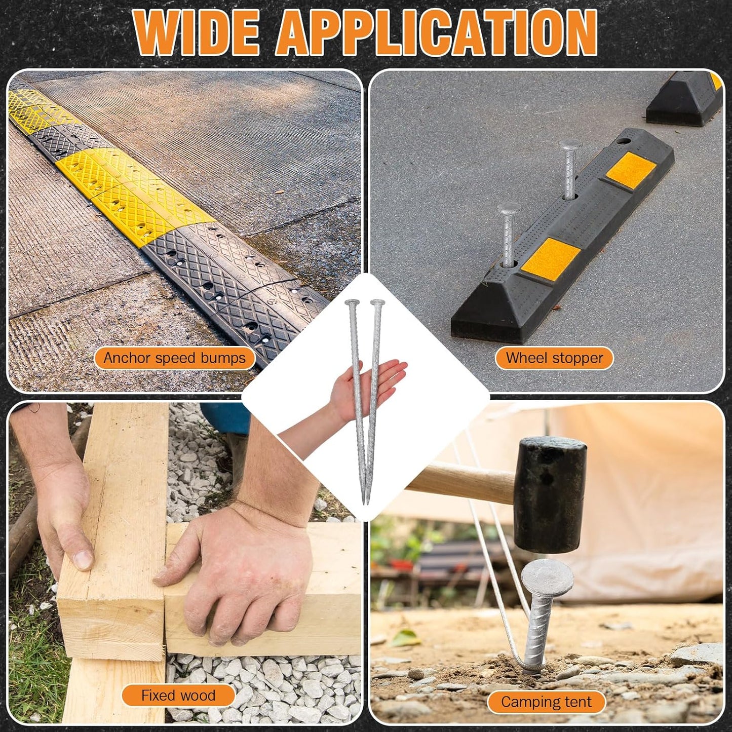 Tandefio 36 Pcs 14 Inch Rebar Stakes, 1/2 Inch Diameter Threaded Galvanized Steel Ground Anchors Plant Support Garden Stakes, Heavy Duty Metal Landscape Spikes for Speed Bump Tent-VerdiqueGarden