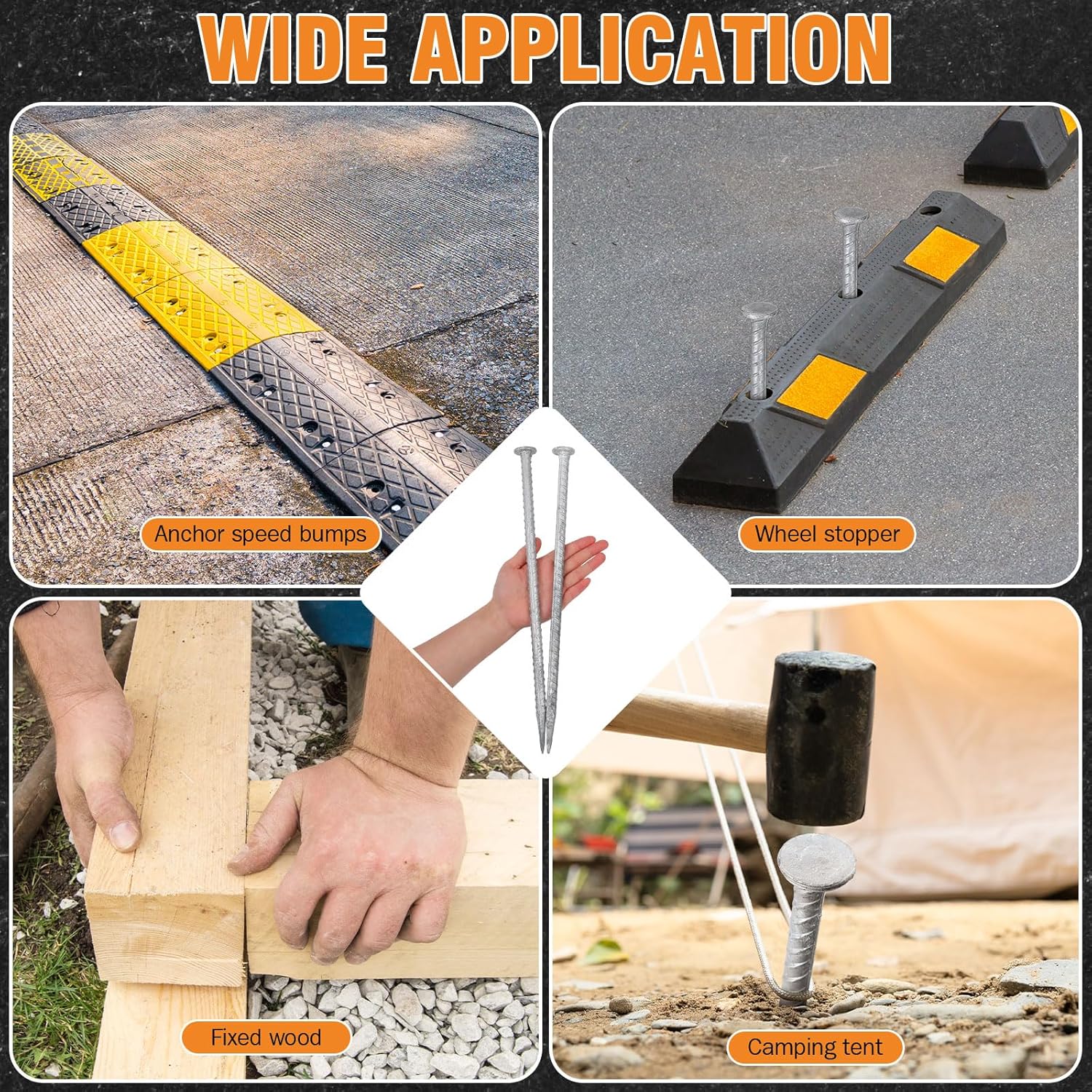 Tandefio 36 Pcs 14 Inch Rebar Stakes, 1/2 Inch Diameter Threaded Galvanized Steel Ground Anchors Plant Support Garden Stakes, Heavy Duty Metal Landscape Spikes for Speed Bump Tent-VerdiqueGarden