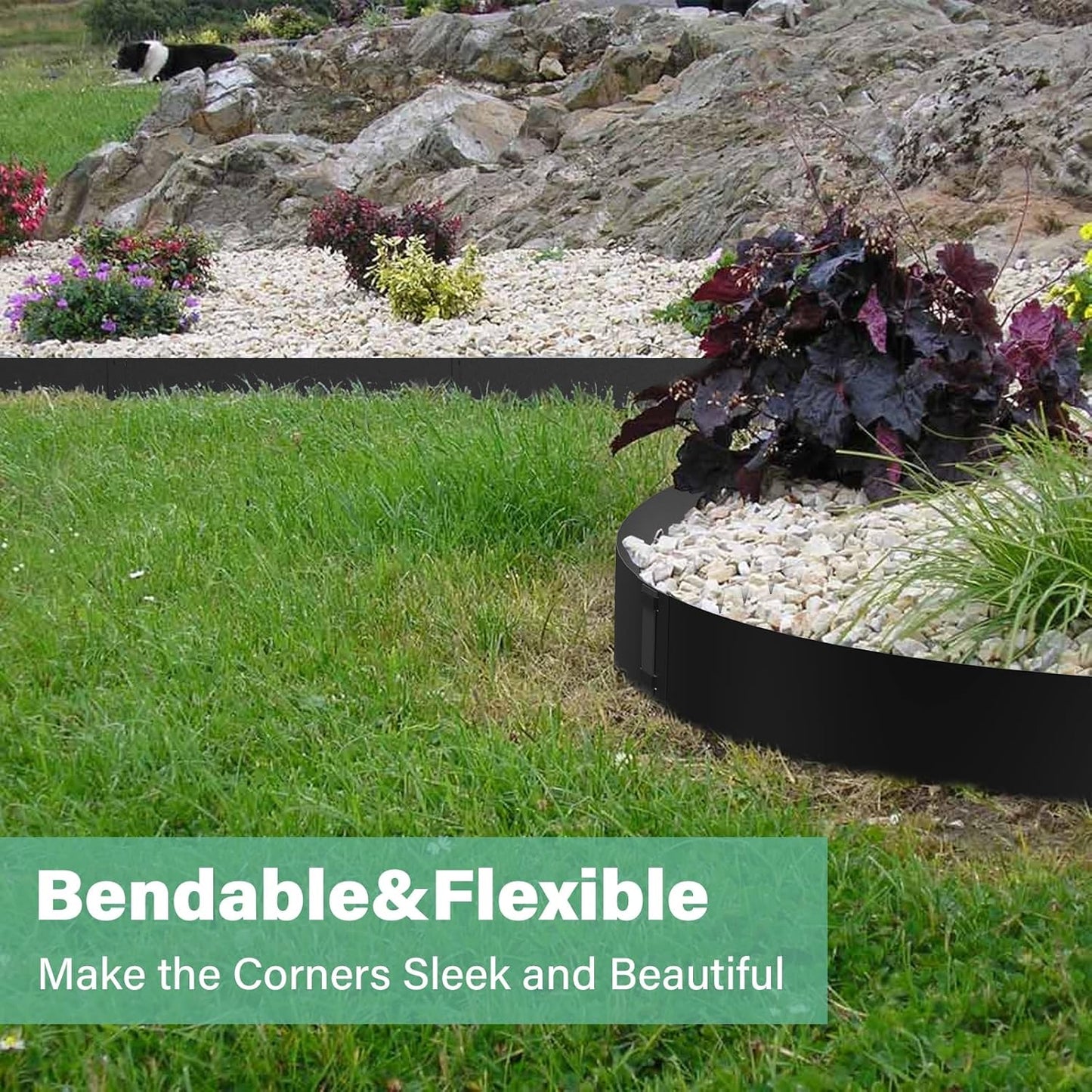 10 Inch Steel Garden Edging Borders, 40" L x 10" H Strips Metal Landscape Edging - Bendable Metal Edging with 6 Clips Edge for Landacaping Lawn Yard (20Ft Total, Black)-VerdiqueGarden