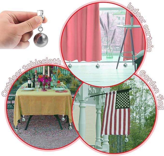 16 Pack Heavy Duty Curtain Weights, Heavy Weights for Outdoor Curtains of Pergola Patio Gazebo Cabana, Stainless Steel Weight Clip Down Curtain, Garden Flag, Shower Curtain, Tablecloth-VerdiqueGarden