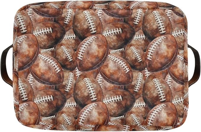 Football Rectangular Storage Basket Organizer Bin Shelf Baskets For Home Office Dorm-VerdiqueGarden