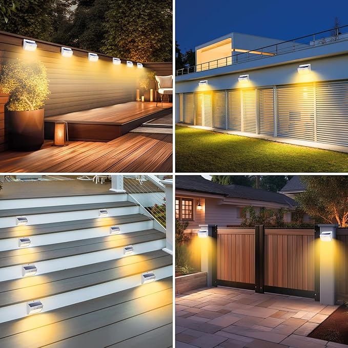 Peasur 6 Packs Solar Outdoor Lights Motion Sensor, Solar Security Lights Waterproof with 3 Lighting Modes Solar Powered Wall Lights Outside for Garden Fence Yard Deck, Warm White-VerdiqueGarden