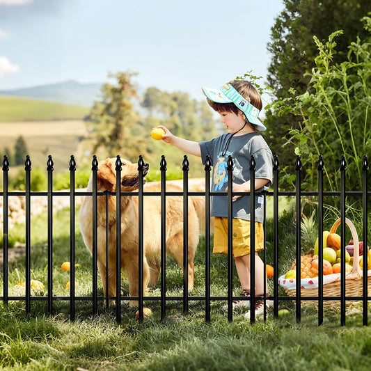 Metal Garden Fence 24 inch H x 24 inch W (10 Panels, Total Length 20 ft) Decorative Fence Border Fence Landscape Fencing for Dog, Flower Bed, Yard, Animal Barrier-VerdiqueGarden