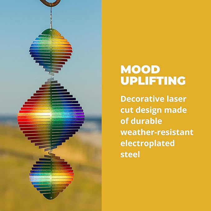 VP Home Rainbow Helix Kinetic Wind Spinner for Yard and Garden Wind Spinner Outdoor Metal Large Hanging Rainbow Decor 3D Garden Art Wind Sculpture Spinners Kinetic Art Garden Spinner-VerdiqueGarden