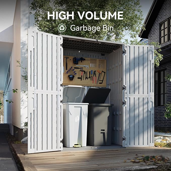 Aoxun 64 Cu.Ft Outdoor Storage Shed with Floor, Waterproof Horizontal Resin Cabinet for Garage Storage, Pool Storage, Bike Shed, Garden Shed-VerdiqueGarden