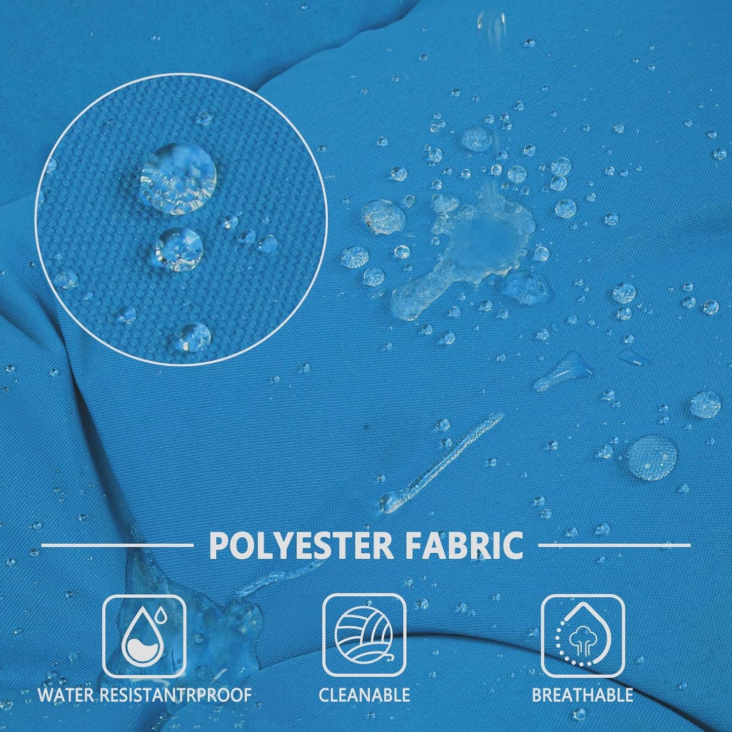 Porch Swing Cushions,Outdoor Cushions 3 Seater Replacement with Backrest, Waterproof Thickened Bench Cushion with Ties for Porch, Patio,Outdoor, Backyard and Garden (Sky Blue 60 * 40 in)-VerdiqueGarden