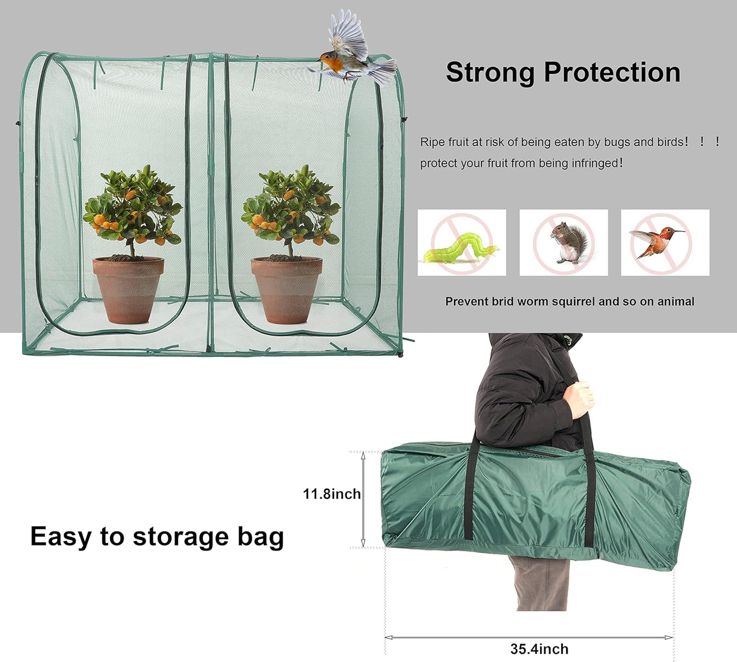 Poray Large Tunnel 73''x37''x61''Plant Netting Cover,5FT Tall Crop Cage Tomato Netting,Pest Guard Cover for Vegetables &Fruits,Durable Gardening Net for Plant and Animal-VerdiqueGarden