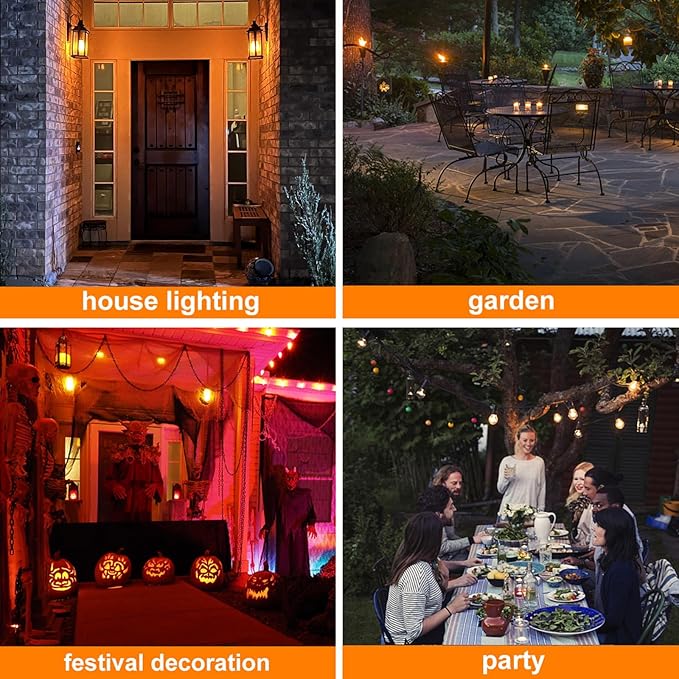 Hompavo 【Upgraded】 LED Flame Light Bulbs, 4 Modes Flickering Light Bulbs with Upside Down Effect, E26/E27 Base Flame Bulb for Halloween, Christmas, Indoor and Outdoor Decoration (White-2 Pack)-VerdiqueGarden