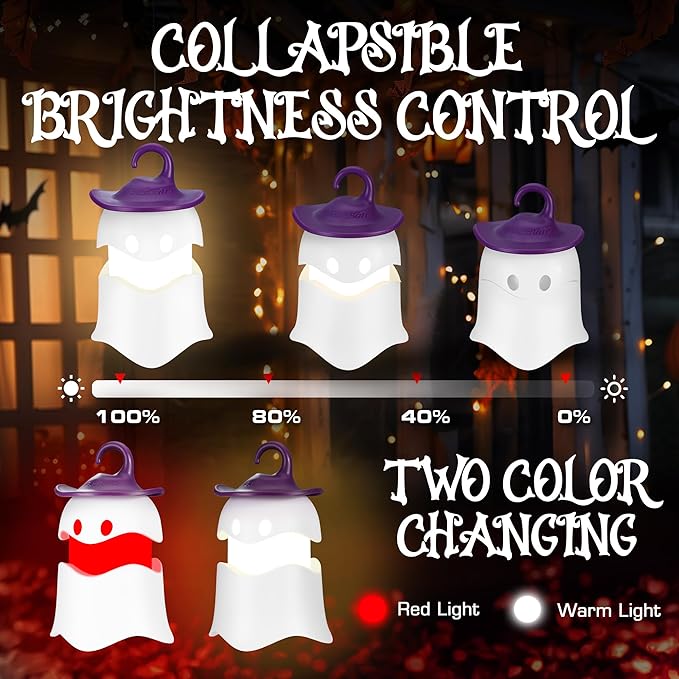 EverBrite 3-Pack Halloween Pumpkin Lantern & 3-Pack Halloween Hanging Ghost Lights-VerdiqueGarden