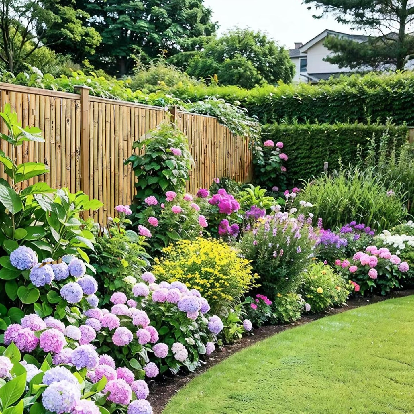 Natural Bamboo Fence, 6 feet x 8 feet Bamboo Fencing Screen for Garden, Rolled Privacy Fence Screen for Indoor or Outdoor (1.8m x 2.4m Approx)-VerdiqueGarden