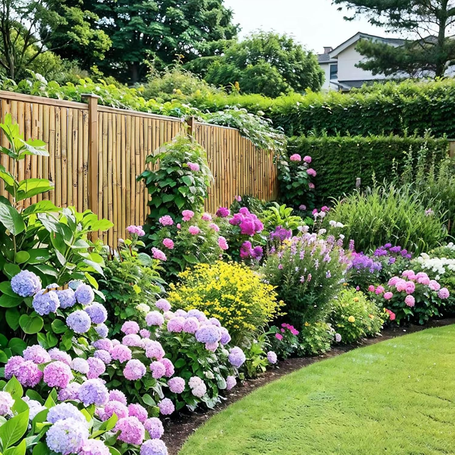 Natural Bamboo Fence, 6 feet x 8 feet Bamboo Fencing Screen for Garden, Rolled Privacy Fence Screen for Indoor or Outdoor (1.8m x 2.4m Approx)-VerdiqueGarden