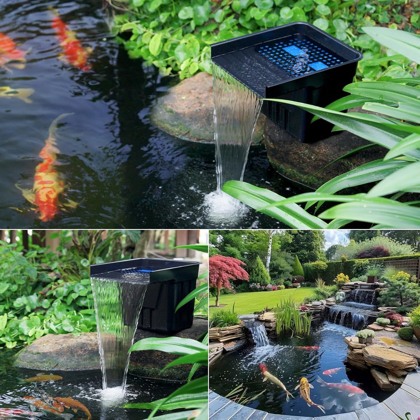 POPOSOAP Pond Waterfall Spillway Kit with 1200GPH Pond Pump & 10 Ft Corrugated Tubing, Filter Media, Pond Spillway for Outdoor Pondless Waterfall and Streams, Pondless Water Feature-VerdiqueGarden