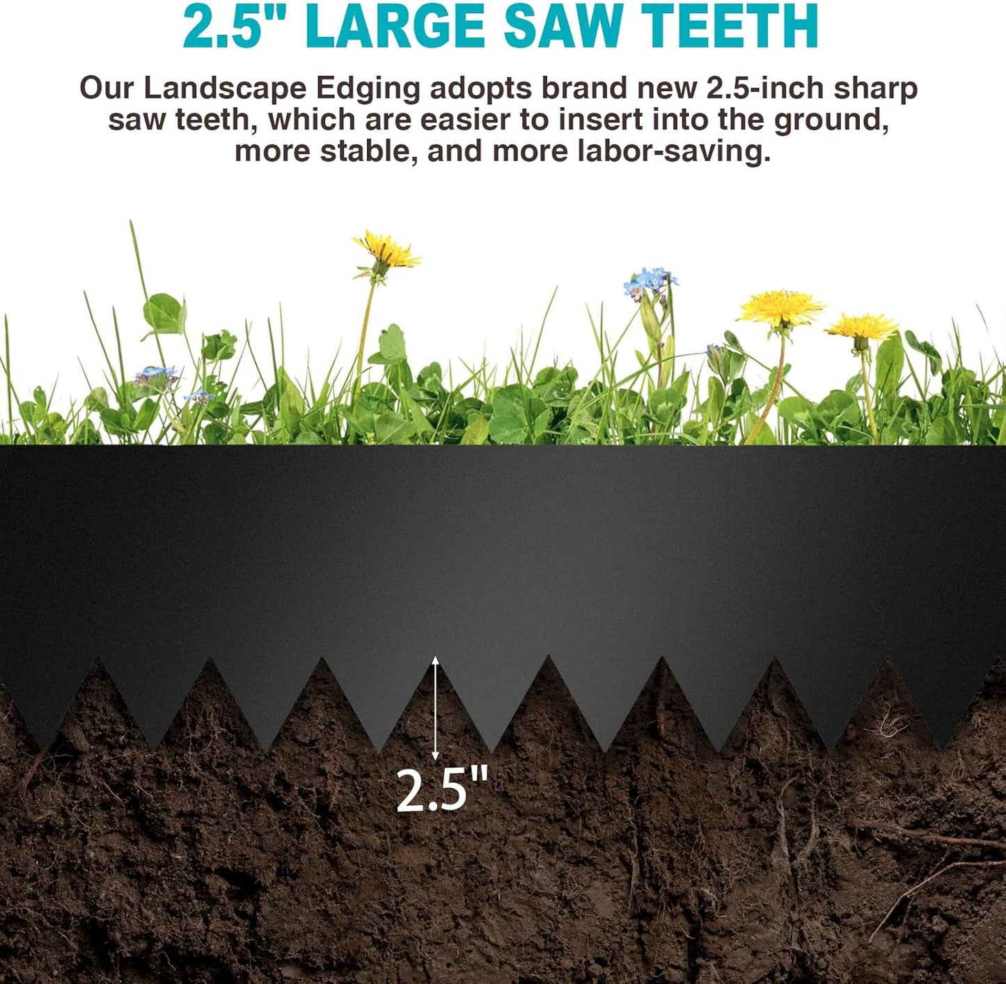 10 Inch Metal Landscape Edging, Heavy Duty Galvanized Steel Garden Edging,6 Pack Steel Landscape Edging with 7 Clips for Lawn, Flower Bed, Yard (Black)-VerdiqueGarden