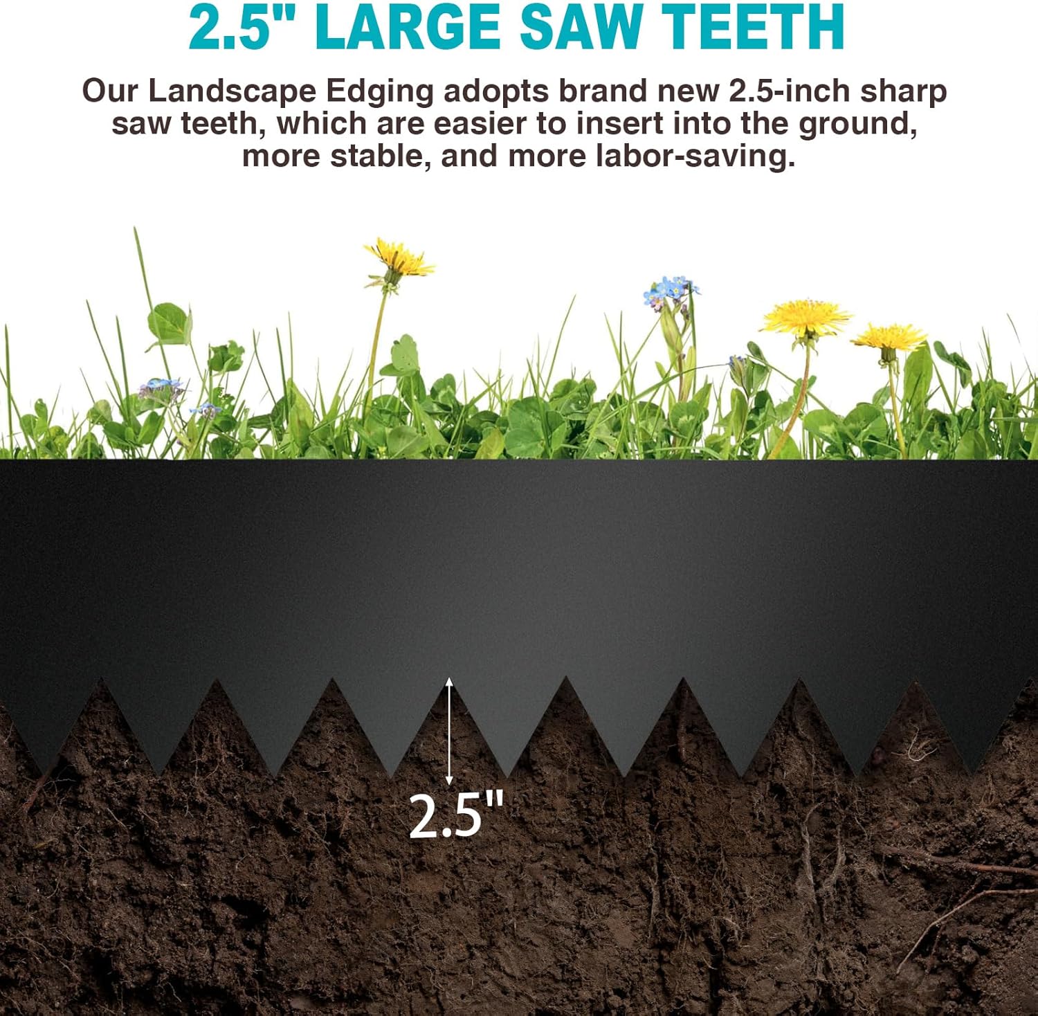 10 Inch Metal Landscape Edging, Heavy Duty Galvanized Steel Garden Edging,6 Pack Steel Landscape Edging with 7 Clips for Lawn, Flower Bed, Yard (Black)-VerdiqueGarden