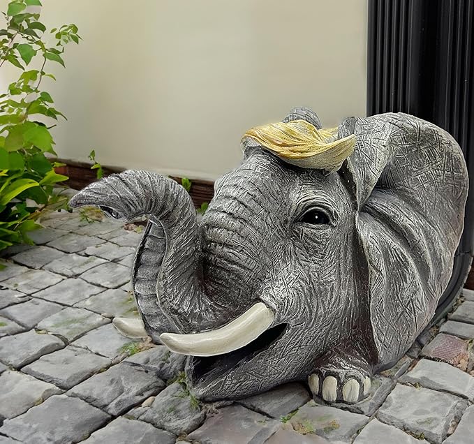 Teaeeno Elephant Decor Statue Gutter Downspout Extension Decorative,Animal Statue Outdoor Decor,3"×4" Rain Gutter Downspout Splash Block,Garden Splash Block Outdoor Sculpture,Rain Downspout Diverter-VerdiqueGarden