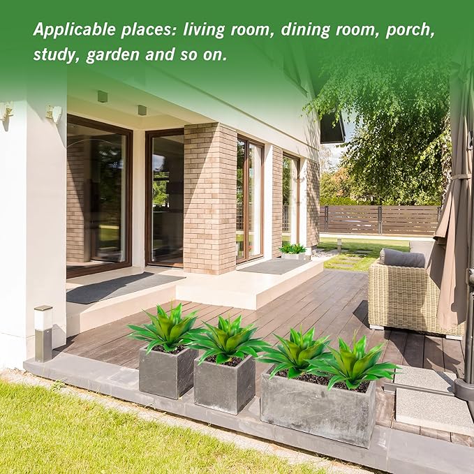 Artificial Agave Plants,Large UV Resistant Fake Agave Planters for Indoor and Outdoor Decorating Plantas Artificiales Decorativas Grandes(2Pack, 28")-VerdiqueGarden