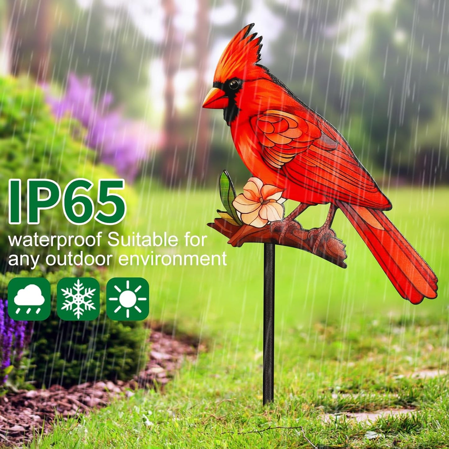 Decorative Garden Stakes with Cardinal Design Metal Yard Decorations for Outside, Patio, Outdoor Decor, Garden, Lawn Ornaments Gifts for Women Mom and Grandma-VerdiqueGarden