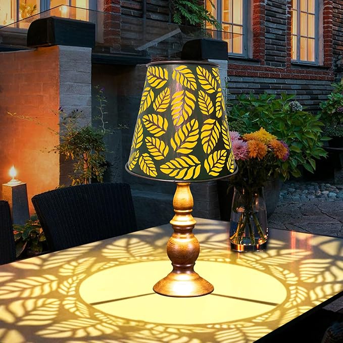 Pearlstar Solar Table Lamps - Leaf Garden Waterproof Cordless Solar Table Lamps for Patio Garden Pathway Yard-VerdiqueGarden