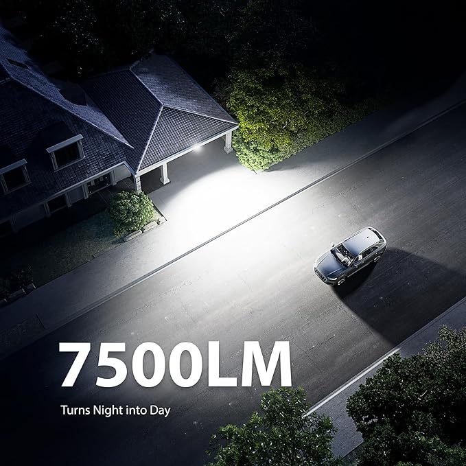 Onforu 75W LED Motion Sensor Outdoor Lights, Dusk to Dawn Flood Light Outdoor Motion Sensor, Hardwired Security Lights Floodlights Outside 7500LM 6500K Daylight IP65 Waterproof (Black)-VerdiqueGarden