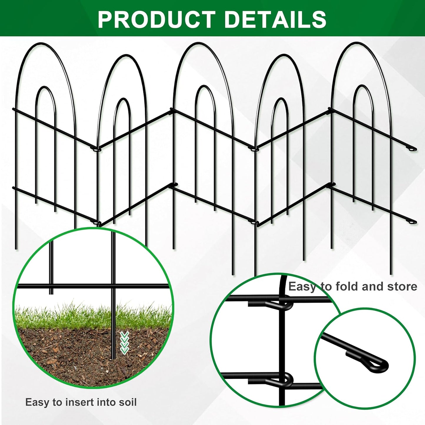 Decorative Black Garden Border Fence 18inX50ft Metal Wire Edging Flower Bed Folding Fences Panel Outdoor Garden Fencing Patio Edge Landscape for Yard-VerdiqueGarden