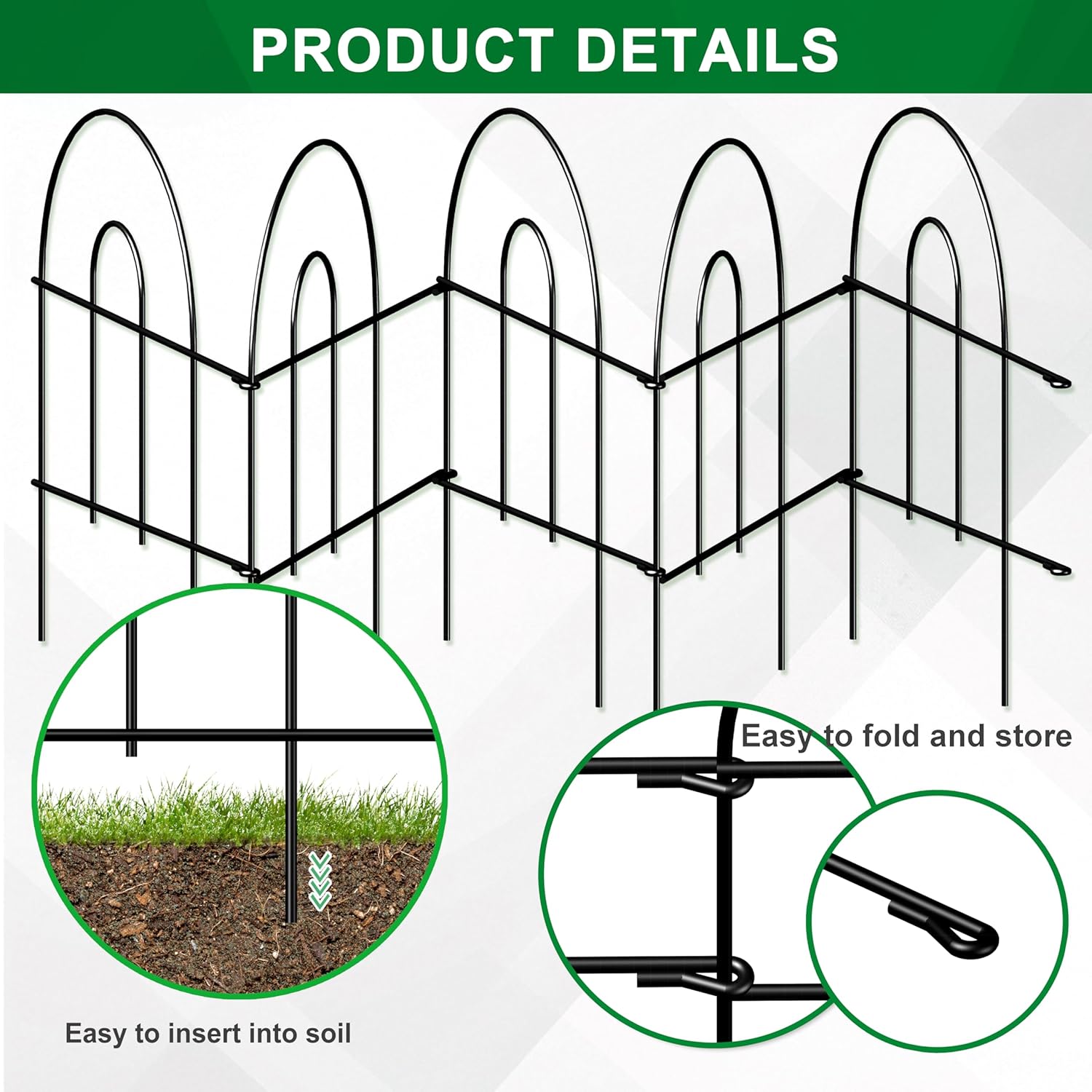 Decorative Black Garden Border Fence 18inX50ft Metal Wire Edging Flower Bed Folding Fences Panel Outdoor Garden Fencing Patio Edge Landscape for Yard-VerdiqueGarden