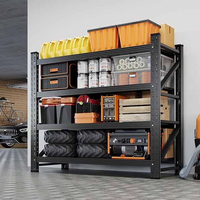 Yizosh 48" W Metal Garage Storage Shelves,Heavy Duty Adjustable Steel Organization Shelving,Utility Rack Shelf,48" W x 24" D x 69" H for Basement,Warehouse,Industrial-VerdiqueGarden