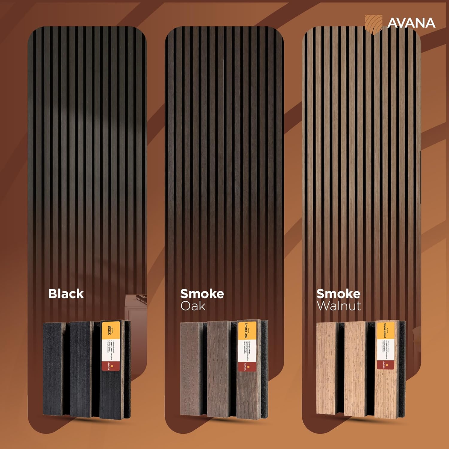 Avana Acoustic Wall Panels Color Samples Pack - Premium Wood Panels for Wall Decor - Interior Sound Proofing and Acoustic Panels-VerdiqueGarden