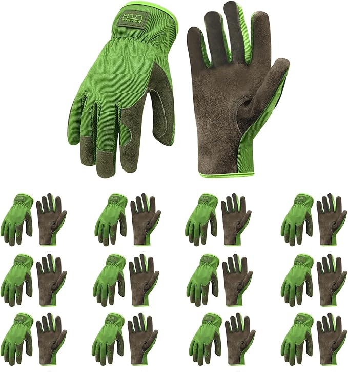 HANDLANDY Leather Work Gloves for Men & Women, Reinforced Durable Garden Gloves, Cowhide Working Glove for Gardening-VerdiqueGarden